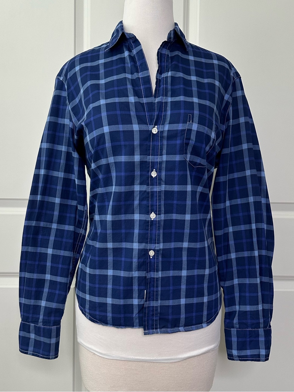 Frank & Eileen‎ Eileen Blue Plaid Long Sleeve Button Up Cotton Shirt Size Small